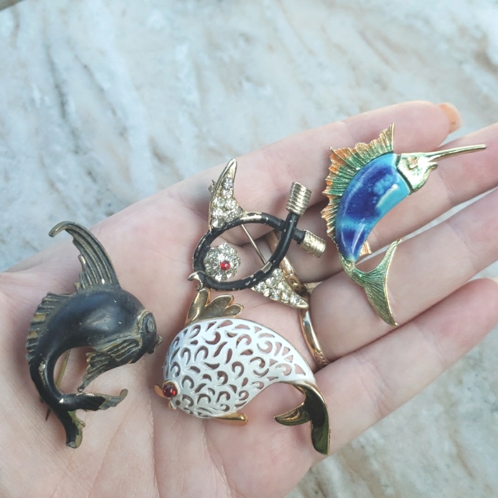 Lot of 4 Vintage Fish Brooches - Picture 6 of 8